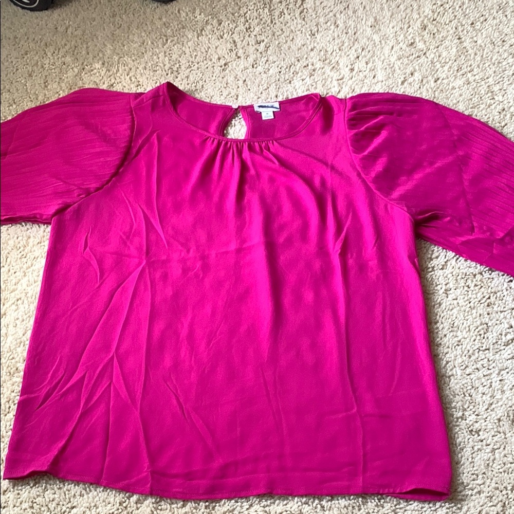 J. Crew Factory Pink Puff pleated Sleeve Blouse